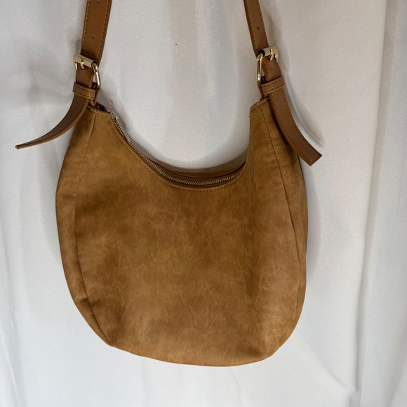Fourth Studio‎ Suede Hobo Bag Shoulder Bag Dark Tan Purse Y2K Vintage Style - Picture 1 of 10